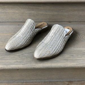 Anthropologie Silver Mules